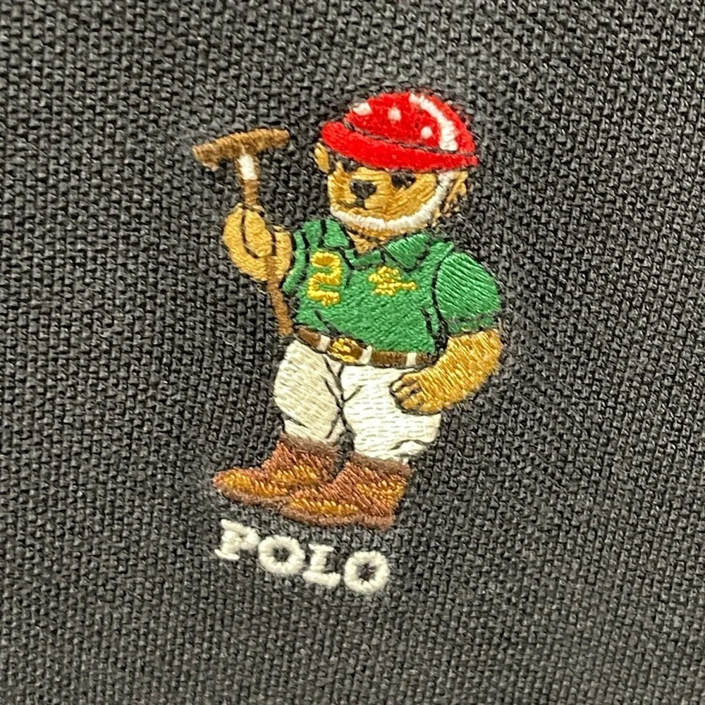 Polo Sport Bear by Polo Ralph Lauren Custom Fit Black Polo Shirt XXL Preppy